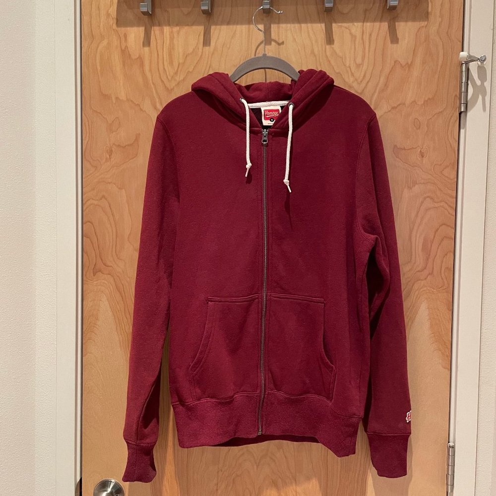 EUC Homage unisex Go-To Full Zip Hoodie in wine, size S